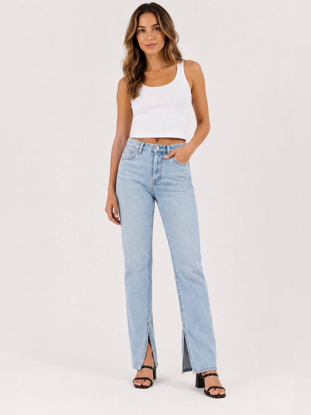 BlankNYC Lexington/Cooper Slit Hem Straight Leg Jeans